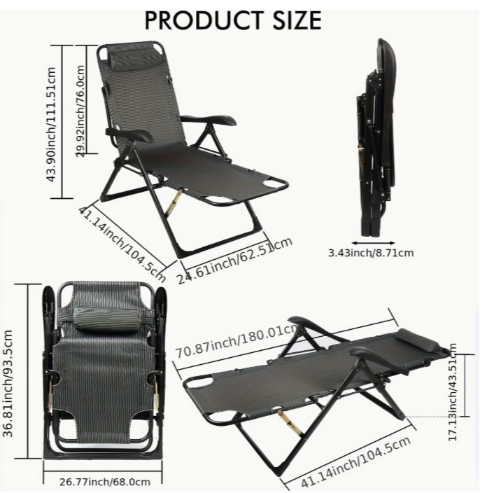 Chaise longue pliable de luxe à gravité zéro