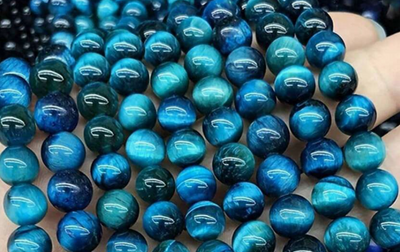 Perles en pierre naturelle œil de tigre bleu