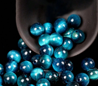 Perles en pierre naturelle œil de tigre bleu