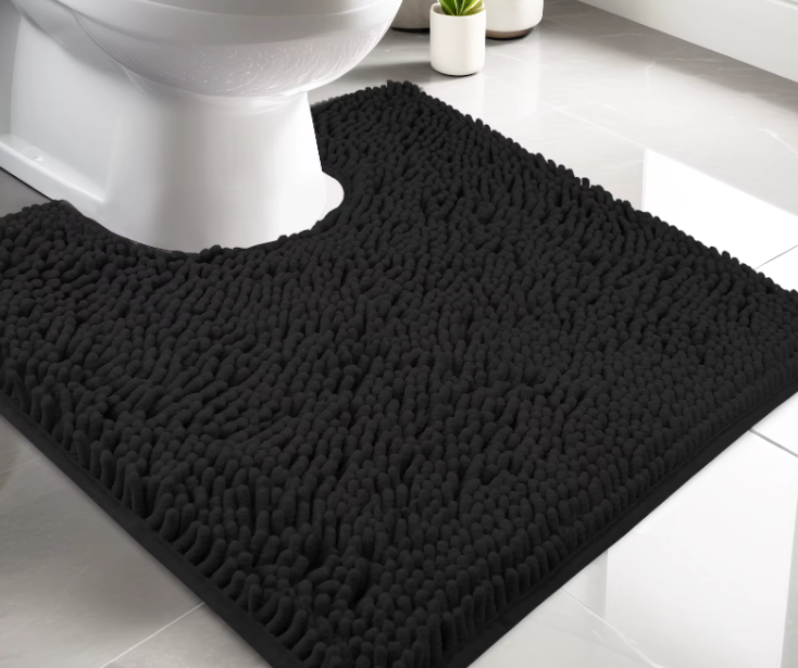 Tapis de toilette Noir - Beige - Bleu Gris