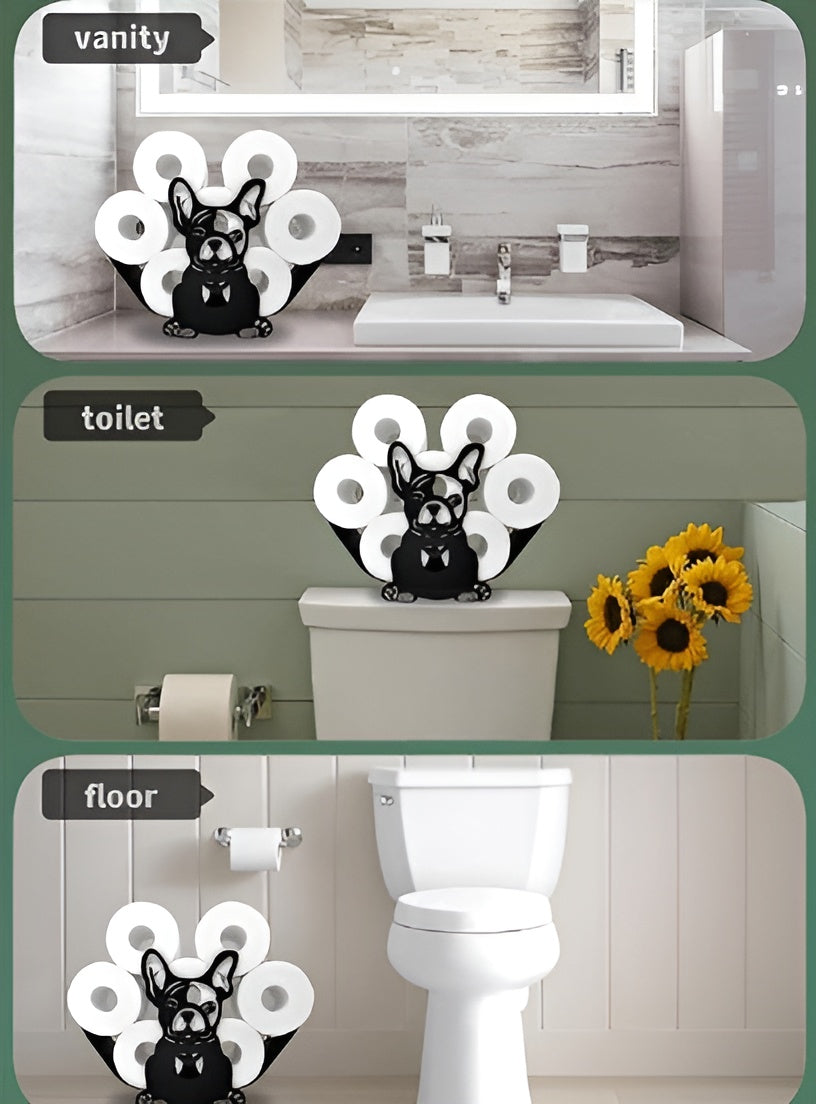 Porte-rouleau de papier toilette Chien Bouledogue Français