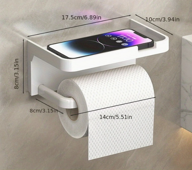 Porte-rouleau de papier toilette autocollant noir, gris et blanc