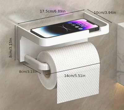 Porte-rouleau de papier toilette autocollant noir, gris et blanc
