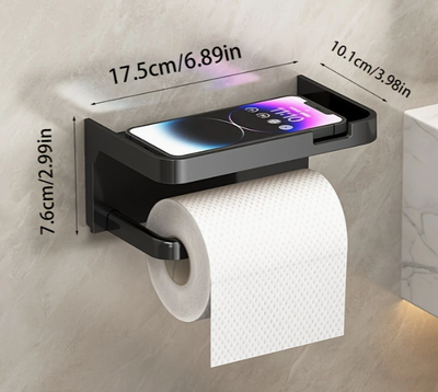Porte-rouleau de papier toilette autocollant noir, gris et blanc
