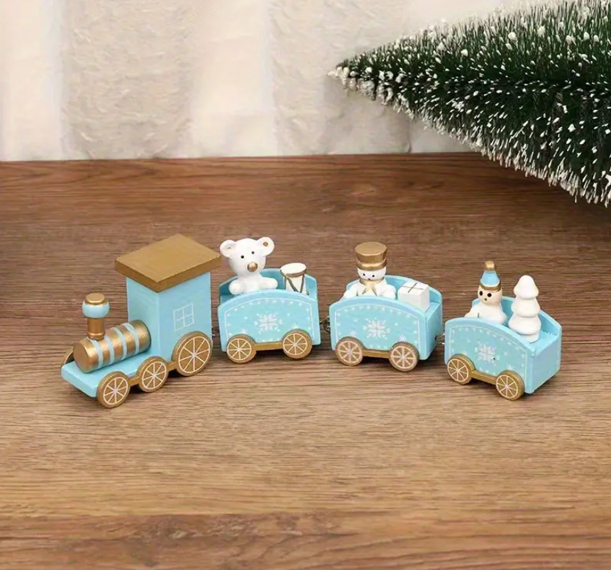 Houten Kersttrein – Blauw