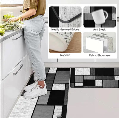 Tapis de sol géométrique moderne – antidérapant et résistant aux taches