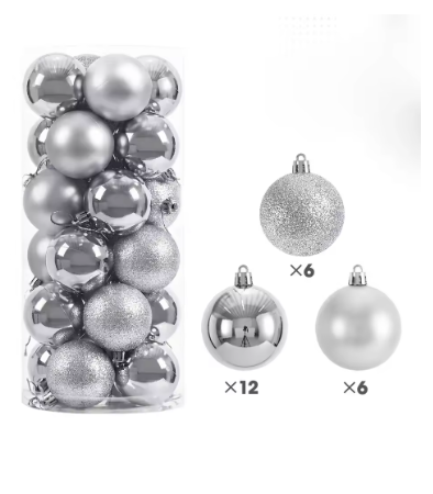 24 moderne kerstballen 6cm beschikbaar in verschillende kleuren